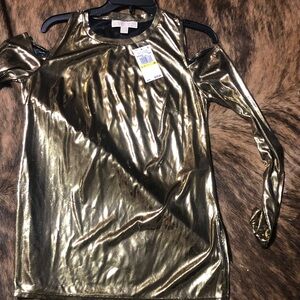 Michael Kors gold open shoulder blouse in medium